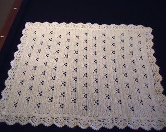 Beautiful White Crocheted baby blanket