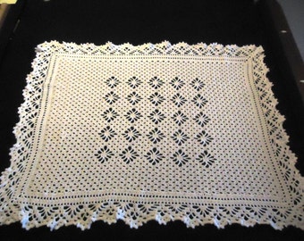 Beautiful White Crocheted baby blanket