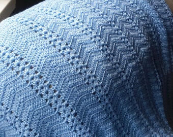 Blue Baby Afghan - V- stitch with mini ripple