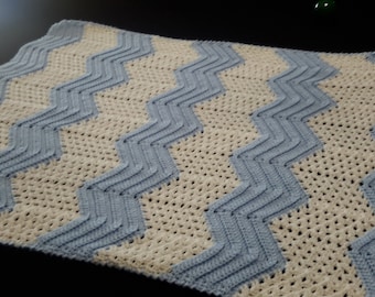 Blue and White Ripple Baby Blanket