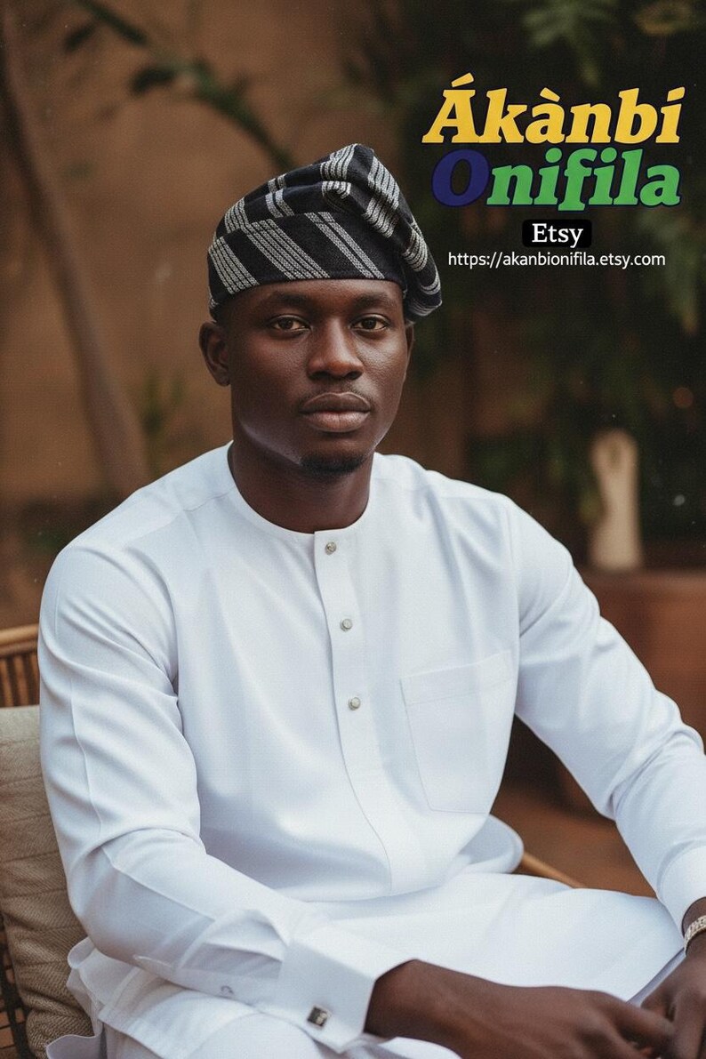 Yoruba Aso Oke Fila Hat, Handwoven, Traditional African Cap image 5