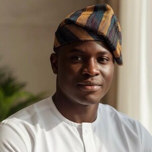 Yoruba Aso Oke Fila Hat, Handwoven Gold and Red Stripes, Traditional African Cap image 6