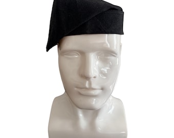 Yoruba Aso Oke Fila Hat, Handwoven plain black, Traditional African Cap