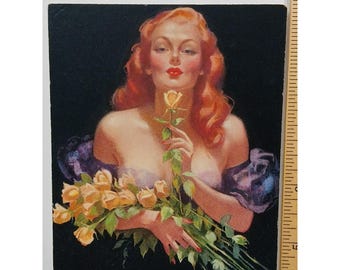 Pinup vintage de 1950 da Bradshaw Crandell, Annadale Junk Co, Akron, Ohio, "Kiss Of A Rose".