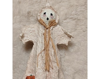 Estatueta vintage de abóbora fantasma Broomsnickle da Linda Lindquist Baldwin Enesco, de 1997.