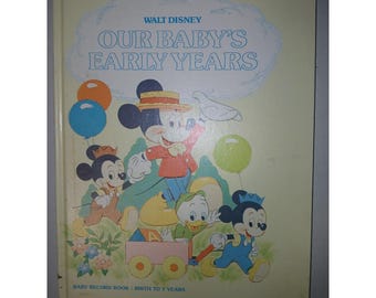 Livro de Registros do Bebê Walt Disney Baby: Os Primeiros Anos (do nascimento aos 7 anos), Raro e Vintage, de 1983.