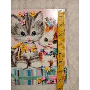 Vintage Coby Greeting Card Large Two Kittens Get Well Retro image 4
