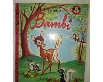 Livro vintage de 1948 do Bambi, da Walt Disney