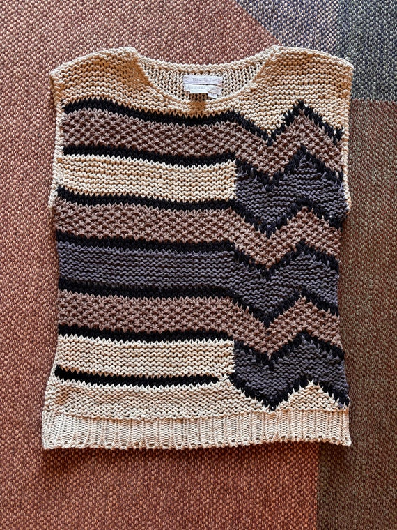 Vintage 90s knit sleeveless top handmade knitted b