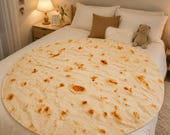 Funny Tortilla Blanket, Giant Burrito Blanket, Soft Round Throw Blanket, Realistic Food Blanket, Cozy Novelty Gift, Funny Gift for Adults