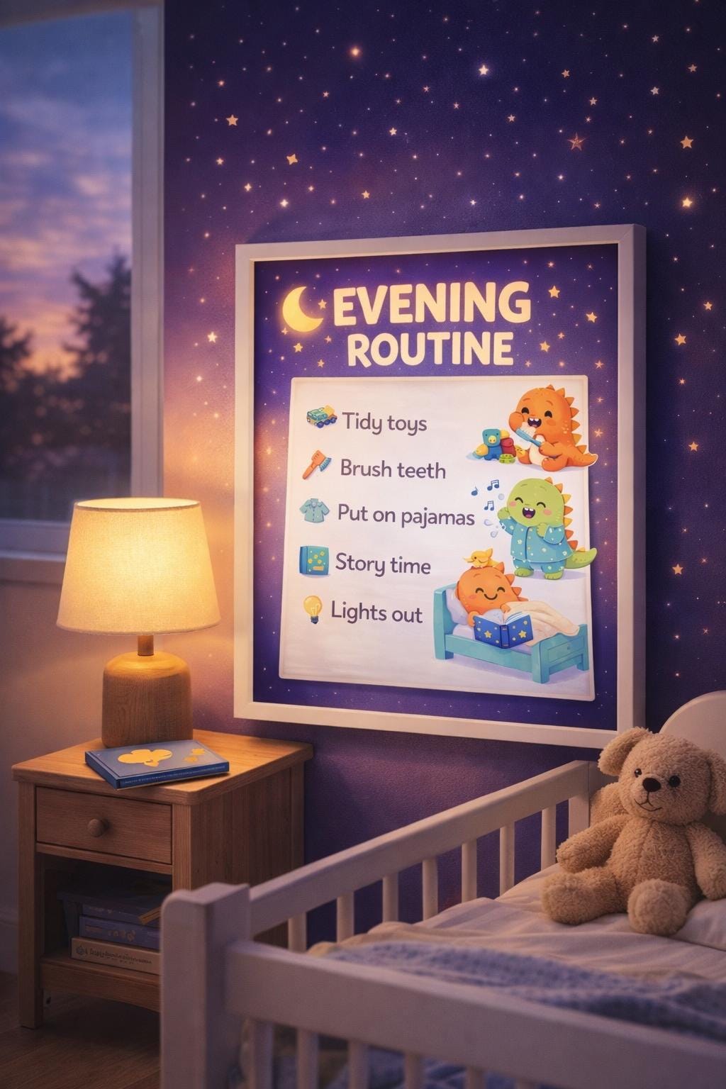 Evening Routine Chart Printable for Toddlers, Kids Bedtime Routine ...