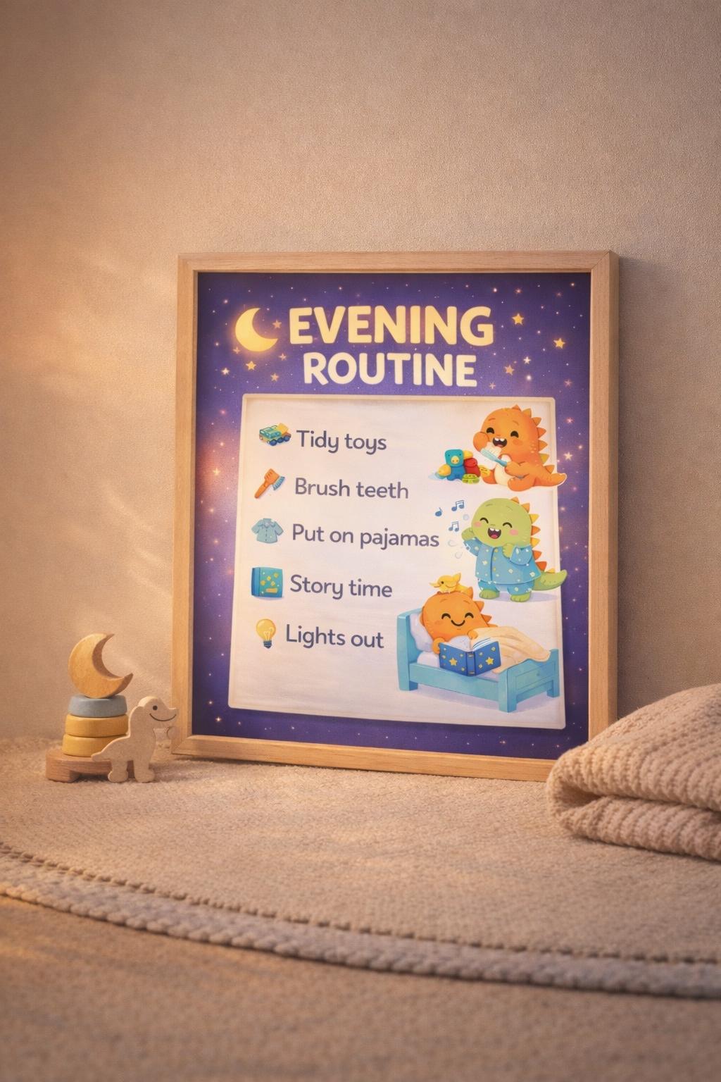 Evening Routine Chart Printable for Toddlers, Kids Bedtime Routine ...