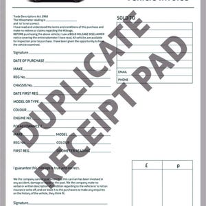 A4 Begagnade bilar Fordon Försäljning Fakturablock Kvitto Köp & Sälj Bilar Motor Återförsäljare