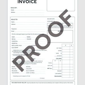 A4 fakturablock för begagnade bilar, kvittobok för motorinköp