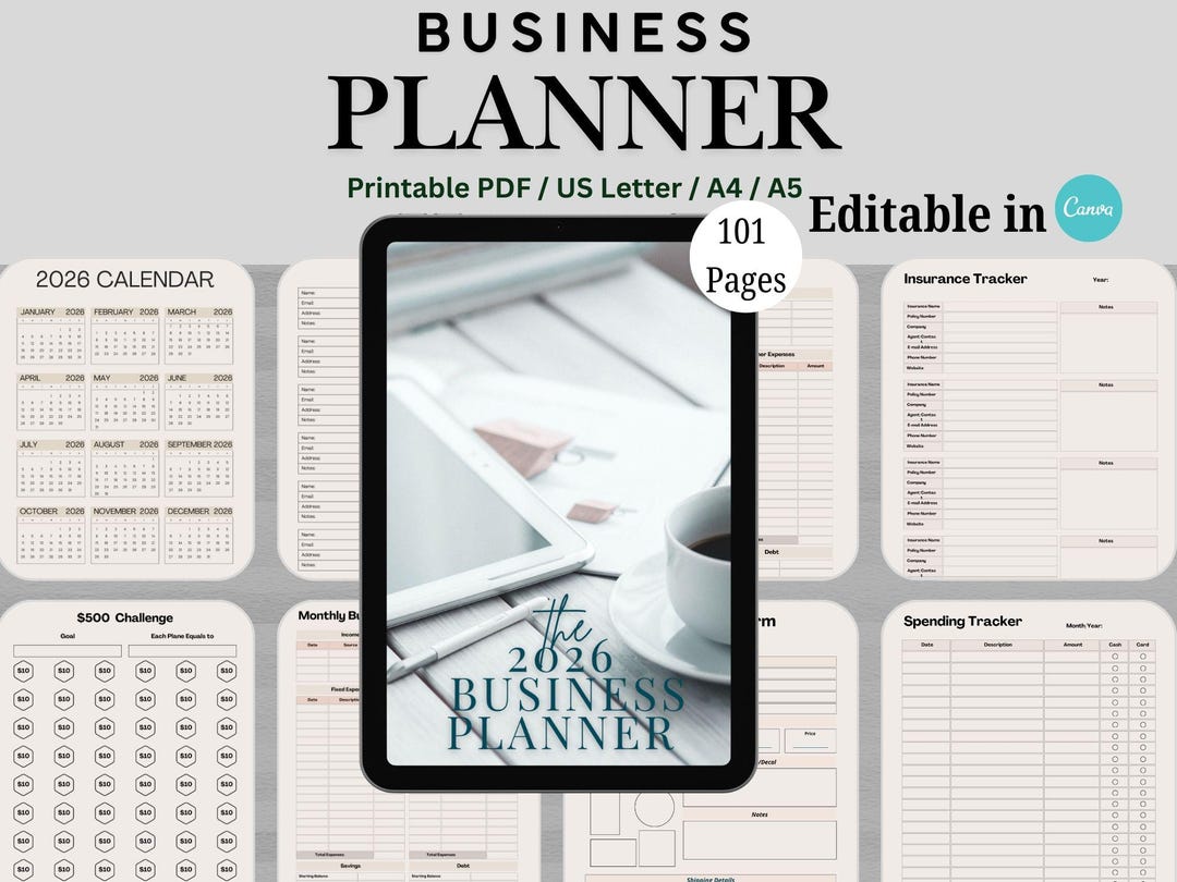 2026 Business Planner Canva Template | Editable Small Business ...