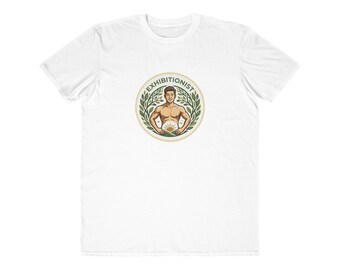 Exhibitionist Emblem T-Shirt | Vintage Laurel Badge, Male Figure Tee