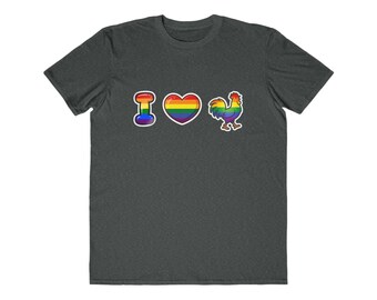 Pride Rooster Graphic Tee | Rainbow Heart Shirt
