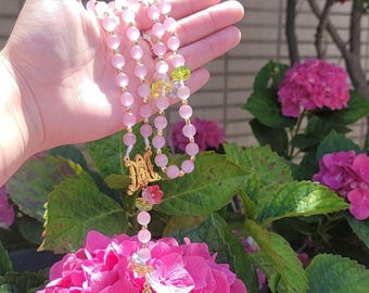 Iridescent Pink Flower Rosary