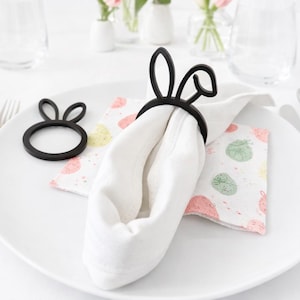 Svarta kaninservettringar – modern påskbordsdekoration | Set med 4, 6 eller 8 | Minimalistisk kanindekoration | Påskbordstillbehör