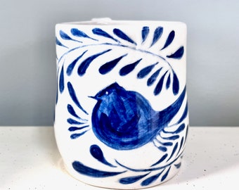 Sweet BLUE BIRD MUG for Springtime! - In Stock! Ships Fast! - Handmade Stoneware - Painterly Style by Hand - Great Gift for Mom