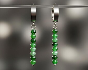 Hoop Huggie Dangle Ruby Gemstone Dangle Earrings