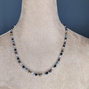 Earth Royal Delicate Single Strand Multi-Stone Gem. and Stainless Steel Necklace