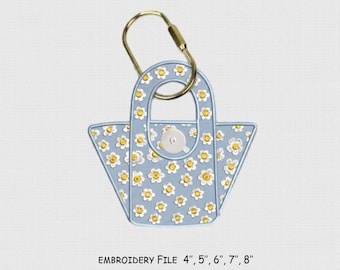 ITH Flowers Tote Bag Embroidery File, Tag Embroidery Design, 5 Size, Instant Download.