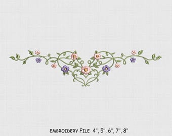 Monogram Wreath Frame Embroidery Design, Flower Embroidery, 5 Size, Instant Download.