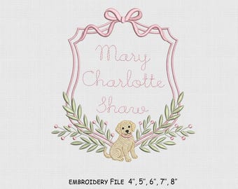 Goldendoodle Frame Embroidery Design, Dog Embroidery File, 5 Size, Instant Download.