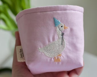 Pochette pour bocal Weck - Anniversaire d'oie brodée - Porte-gobelet isotherme