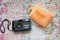 Embroidered Orange Slice Camera Case with Clip | Padded Pouch for Compact Digital Cameras