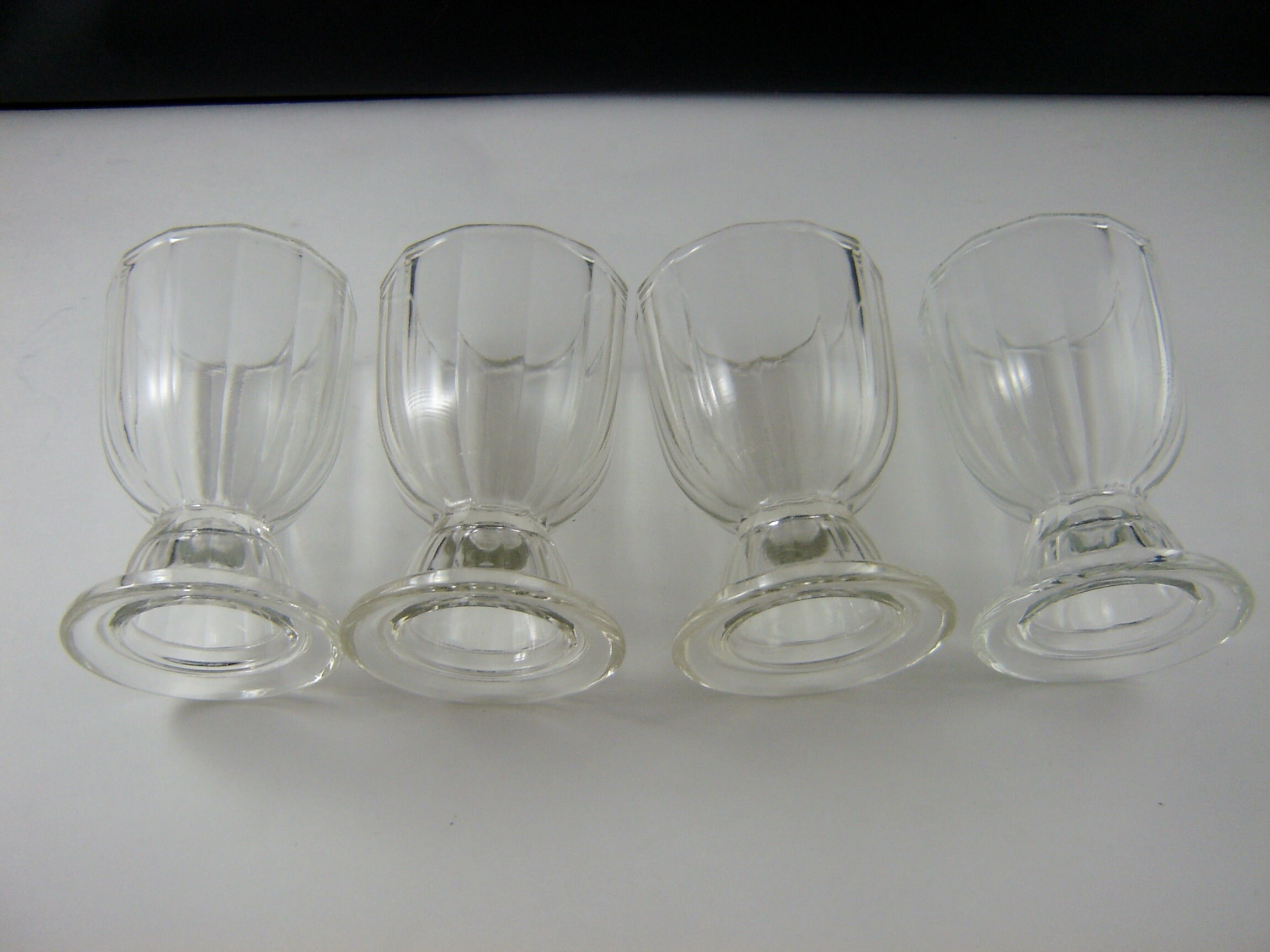 Vintage 4 Glass Double Egg Cups Clear Ribbed/juice Etsy Canada