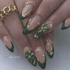 Emerald Green Nails - Etsy