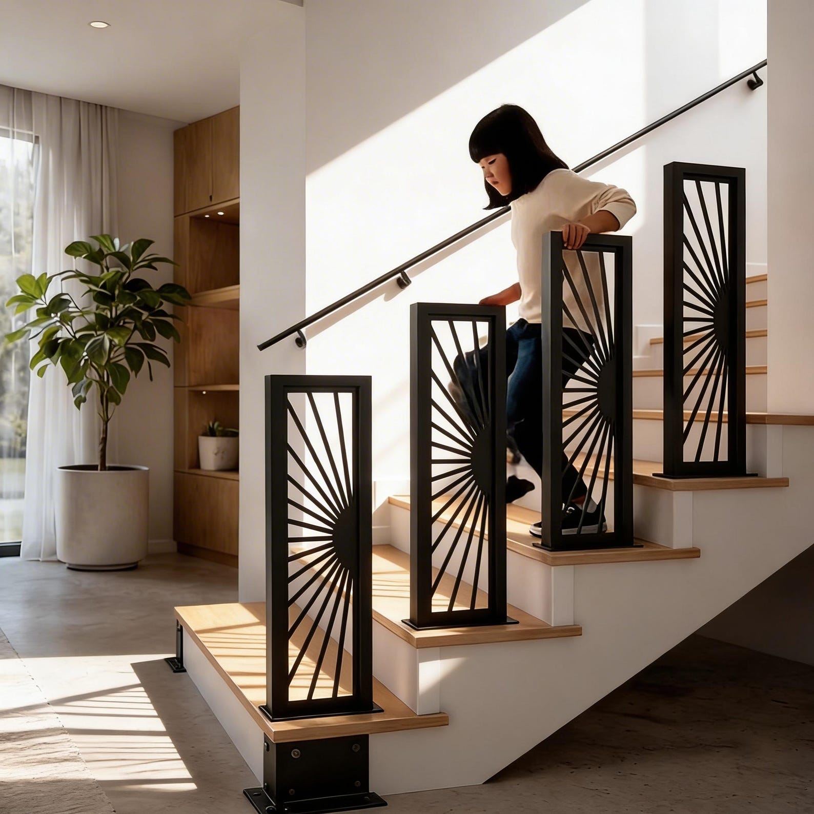 Modern Laser Cut Steel Stair Railing Panel, Decorative Baluster Insert ...
