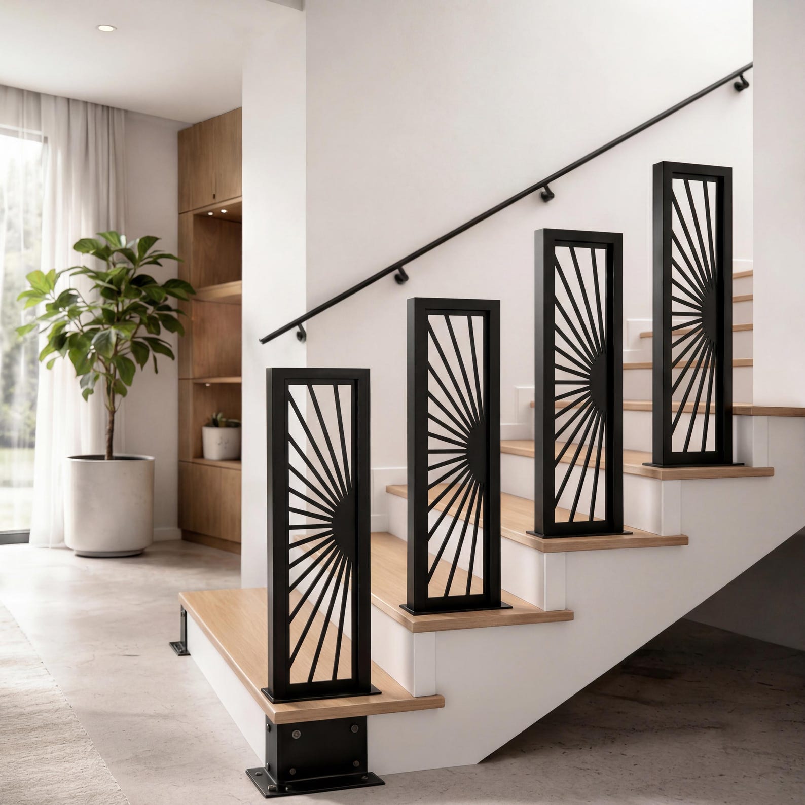 Modern Laser Cut Steel Stair Railing Panel, Decorative Baluster Insert ...