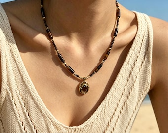 Lange Barrel Tigerauge Halskette | Natürliche Edelstein-Chakra Anhänger | Jeden Tag Schmuck Geschenk für sie