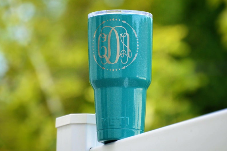 Tropical teal YETI Powder Coated Stainless Steel Tumbler Etsy