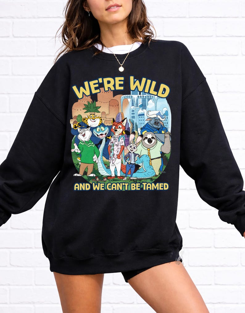 Wir sind wild und können nicht gezähmt werden Disney Zootopia 2 Shirt, Judy Hopps Nick Gary Nibbles Bogo Shirt, BTW Disneyland Animal Kingdom T-Shirt Bild 7