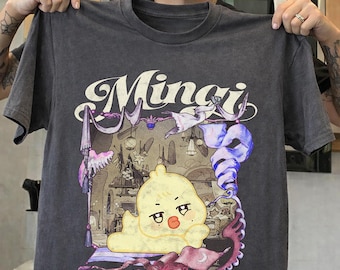 Camiseta de concierto de Kpop Mingi Duck de ATEEZ, estilo vintage