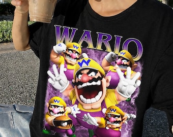 Vintage Waluigi Shirt, 90s Style Bootleg Nintendo Tee, Super Mario Villain T-Shirt, Wario Land Merch, Video Game Apparel, Super Mario Gift