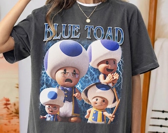 Vintage Blue Toad Shirt, The Super Mario Bros Movie, Mario Epic Universe Shirt, Mario Toad Shirt, Retro Video Game Apparel, Super Mario Gift