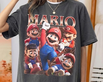 Camiseta vintage de Super Mario de Comfort Colors, camiseta retro de Super Mario, viaje familiar a Nintendo World, regalos de cumpleaños de Super Mario