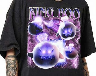 Camiseta vintage del Rey Boo, camiseta de fantasmas de Super Mario, merchandising de Luigi's Mansion, camiseta de Halloween de los villanos Boo, camiseta gráfica de fantasmas embrujados