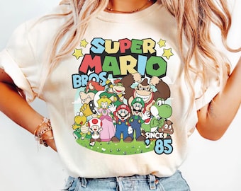 Comfort Colors Super Mario Bros T-Shirt, Retro 90s Mario Video Game Apparel, Birthday Gifts