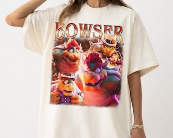 Camiseta vintage de Bowser, camiseta de villano de Super Mario, productos de King Koopa, ropa retro de videojuegos, viaje familiar a Nintendo World.