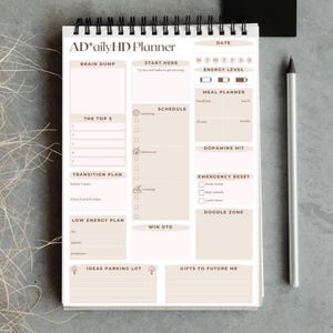 ADHD Daily Planner: Schedule & Organise, Executive Function, Brain Dump, (A4/A5 PDF Printable)