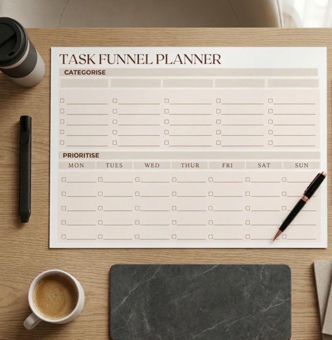 ADHD Weekly Task Funnel Planner | Brain Dump, Organise, Executive ...