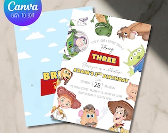 Editable Any Age Toy Story Birthday invitation, Toy Story Party Invite, Kids Birthday Invites, Editable Canva Template (Digital Download)