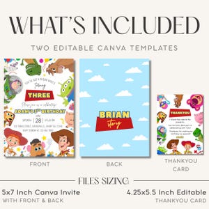 Editable Any Age Toy Story Birthday invitation, Toy Story Party Invite, Kids Birthday Invites, Editable Canva Template (Digital Download) afbeelding 3