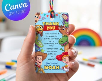 Toy Story Birthday Thank You Tag, Woody, Buzz Lightyear & Jessie Favor Tag, Toy Story Thank You Tag For Boys And Girls (Digital Download)